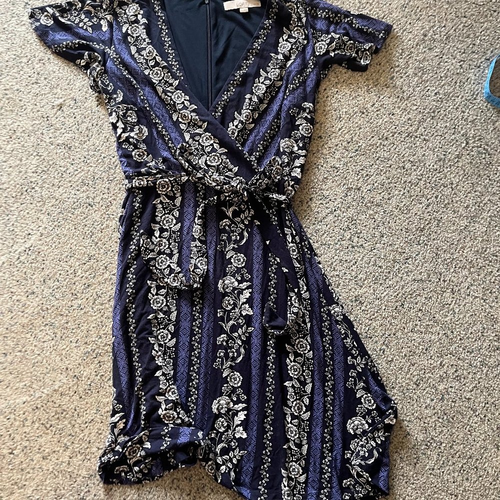 Navy Patterned Loft Dress